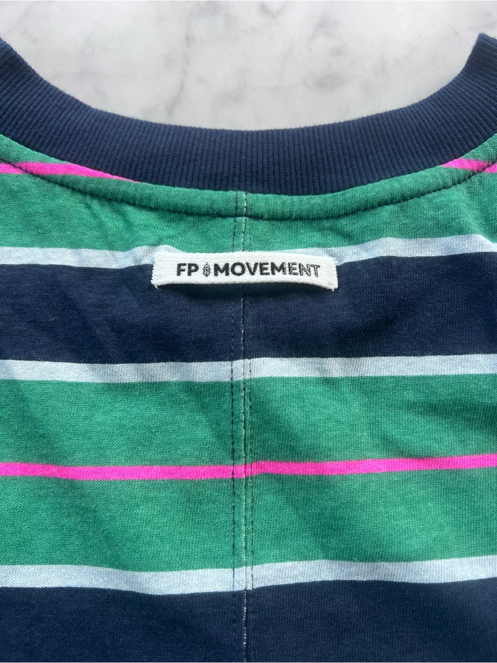 NWT FP Movement by Free People Hustle Striped Layer Navy Green Glow Size Small - Picture 9 of 16